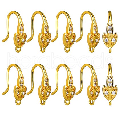 10 Pairs Brass Micro Pave Clear Cubic Zirconia Earring Hooks ZIRC-SZ0005-11-1