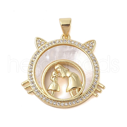 Brass Micro Pave Clear Cubic Zirconia Pendants KK-I712-51G-04-1