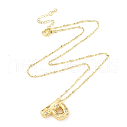 Brass Micro Pave Clear Cubic Zirconia Pendant Necklaces NJEW-Z038-01G-P-1
