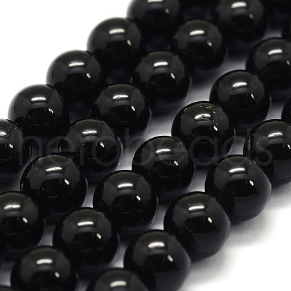 Natural Black Tourmaline Beads Strands G-G763-01-4mm-A-1