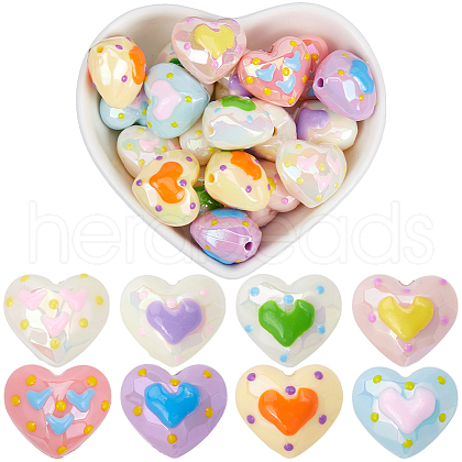 SOFPLATE 32Pcs 8 Colors Freehand UV Plating Acrylic Beads FIND-SP0002-76-1