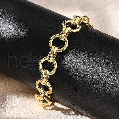 Brass Ring Link Chain Bracelets for Women Men BJEW-K273-07G-1