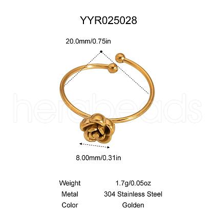 Stainless Steel Rose Cuff Ring for Women UH3805-4-1