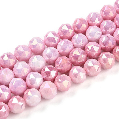 Electroplate Glass Beads Strands GLAA-N010-8mm-09-1