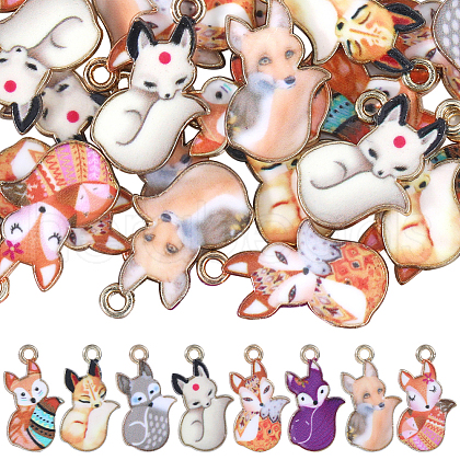 SUNNYCLUE 48Pcs 8 Styles Painted Alloy Pendants FIND-SC0010-26-1