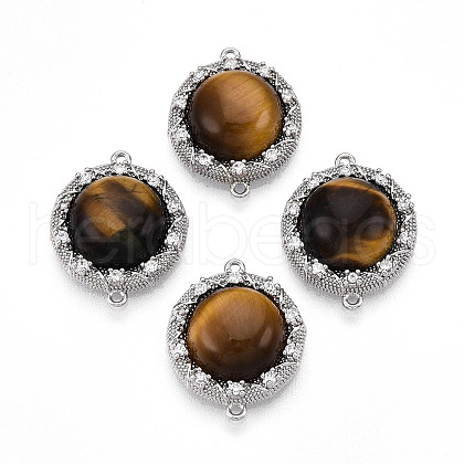 Natural Tiger Eye Connector Charms KK-N258-12P-1