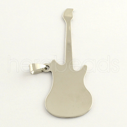 Guitar 201 Stainless Steel Stamping Blank Tag Big Pendants STAS-S030-02-1