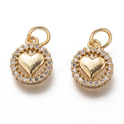Brass Micro Pave Clear Cubic Zirconia Charms ZIRC-C020-66G-1