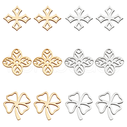 DICOSMETIC 24Pcs 6 Style 201 Stainless Steel Filigree Joiners Links STAS-DC0008-57-1