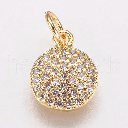 Brass Cubic Zirconia Pendants ZIRC-K070-21G-1
