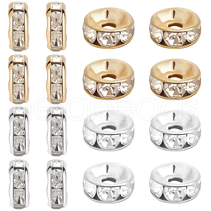 Beebeecraft 100Pcs 2 Colors Brass Rhinestone Spacer Beads KK-BBC0016-01-1