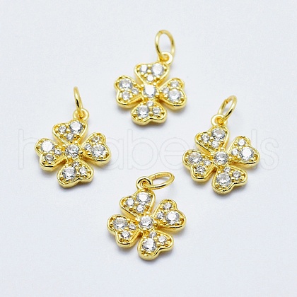Brass Micro Pave Cubic Zirconia Charms RB-I078-65G-NR-1