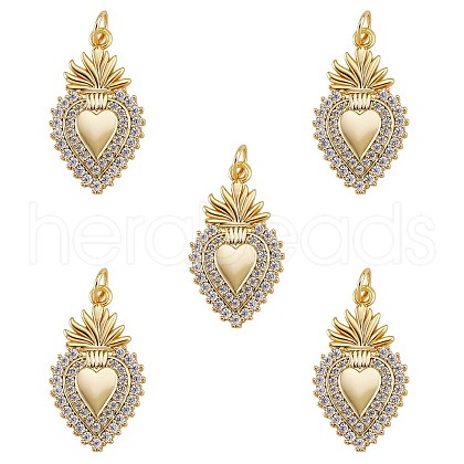 Rack Plating Brass Micro Pave Clear Cubic Zirconia Pendants ZIRC-SZ0004-02-1