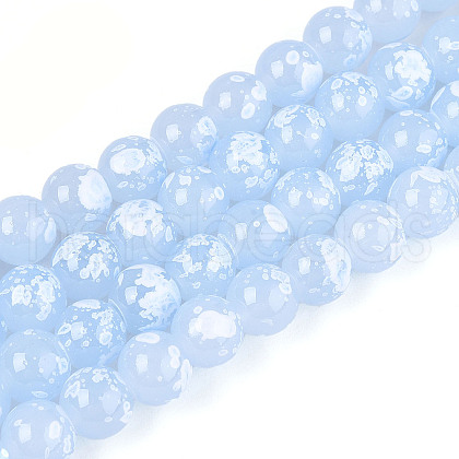 Baking Paint Glass Beads Strands DGLA-N015-8mm-06-1