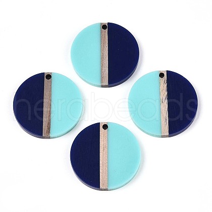 Opaque Resin & Wood Pendants RESI-T057-73A-1