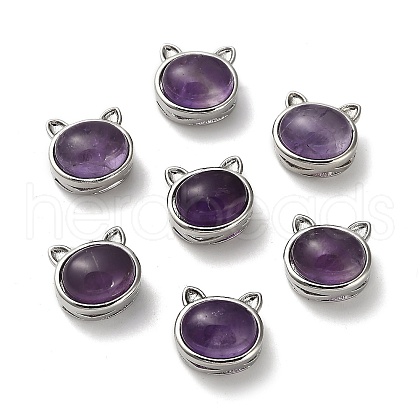 Brass Pave Natural Amethyst Multi-Strand Links KK-D366-01P-G-1