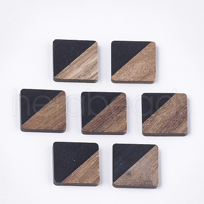 Resin & Walnut Wood Cabochons X-RESI-S358-A-90D-1