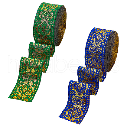   14M 2 Colors Ethnic Style Embroidery Polyester Ribbons OCOR-PH0002-05-1