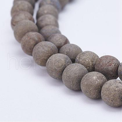 Natural Pyrite Bead Strands G-G670-09-6mm-1