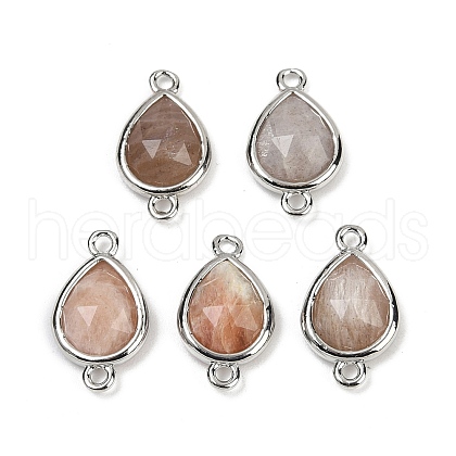 Natural Sunstone Faceted Connector Charms G-L514-048G-01-1