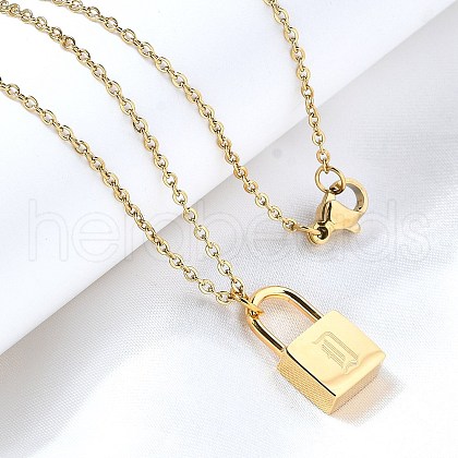 304 Stainless Steel Rolo Chain Pendant Necklaces NJEW-S444-01G-04-1