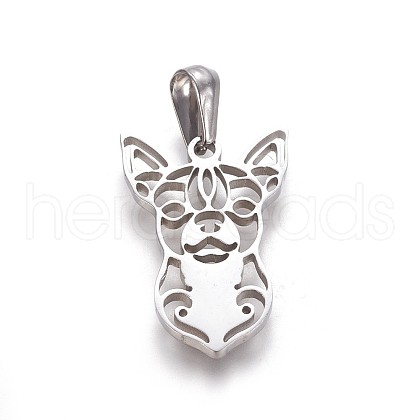 Tarnish Resistant 304 Stainless Steel Puppy Pendants X-STAS-F219-05P-1