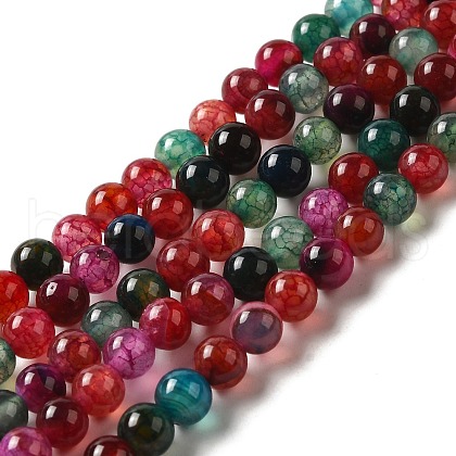 Dyed Natural Agate Beads Strands X-G-R262-6mm-1-1