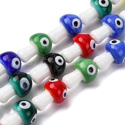 Handmade Evil Eye Lampwork Beads Strands LAMP-S069-01D-1