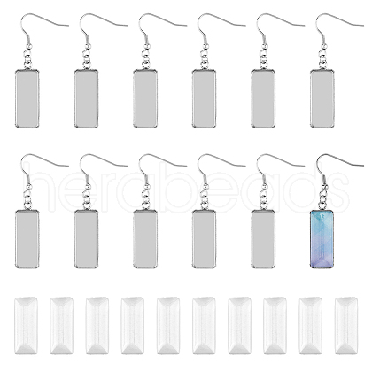 DICOSMETIC DIY Blank Rectangle Dome Earring Making Kit STAS-DC0015-38-1