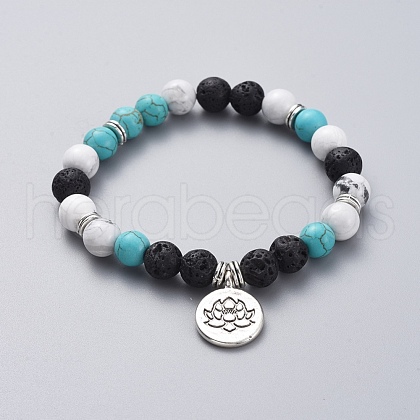 Buddhist Theme Synthetic Turquoise BJEW-JB04872-01-1