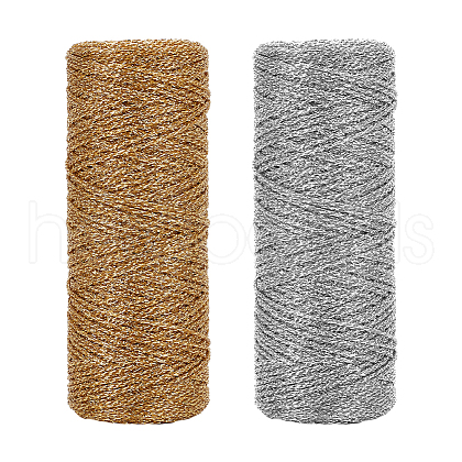   2 Rolls 2 Colors Polyester Braided Metallic Cord OCOR-PH0002-82-1