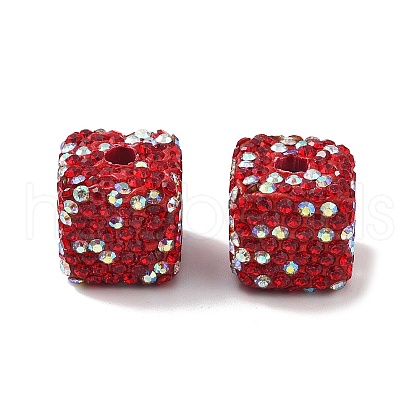 Cube Shape Polymer Clay Rhinestone Beads CLAY-NH0001-08G-1