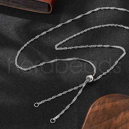 304 Stainless Steel Singapore Chain Necklace Making AJEW-JB01334-02-1