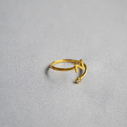 Brass Micro Pave Clear Cubic Zirconia Cuff Rings for Women WG54647-13-1