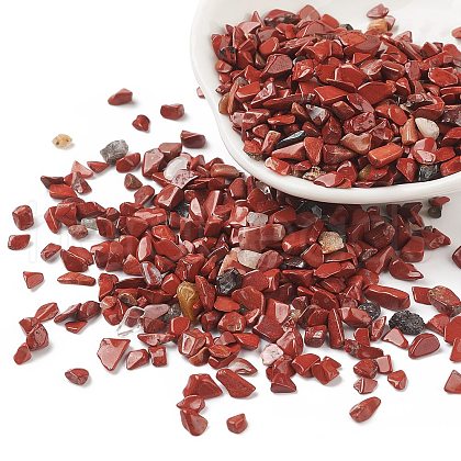 Natural Red Jasper Chips Beads G-O103-24-1