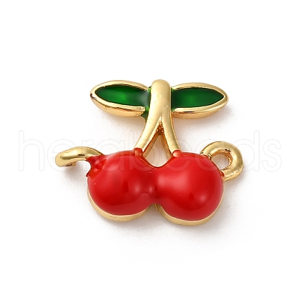 Brass Red Enamel Connector Charms KK-I276-13G-01-1