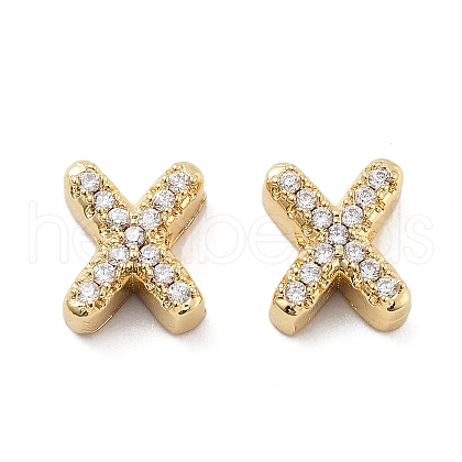 Rack Plating Brass Micro Pave Clear Cubic Zirconia Beads KK-G500-30G-X-1