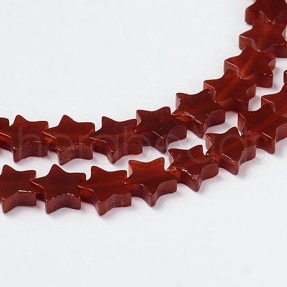 Natural Carnelian Star Beads Strands G-M201-31-8mm-1