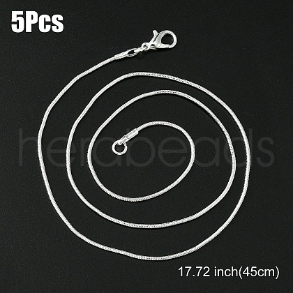 Brass Round Snake Chain Necklace with Lobster Claw Clasps MAK-YW0001-14B-1
