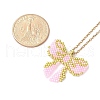 MIYUKI Delica Seed Beads Loom Pattern Bowknot Pendant Necklaces NJEW-MZ00097-01-4