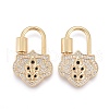 Brass Micro Pave Cubic Zirconia Screw Carabiner Lock Charms KK-M205-03G-1