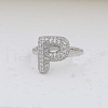 Brass Micro Pave Clear Cubic Zirconia Cuff Rings FS-WG17FF6-16-1
