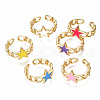 Brass Enamel Cuff Rings RJEW-N035-009-NF-1