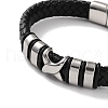 Men's Braided Black PU Leather Cord Bracelets BJEW-K243-23P-2