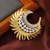 Matte Golden Alloy Rhinestone Brooches PW-WG56040-02-1
