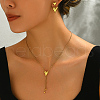 Sweet and Simple Stainless Steel Heart Tassel Stud Earrings & Necklaces Set for Women EJ7179-3