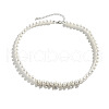 Crystal Rhinestone with Plastic Imitation Pearl Round Beaded Necklaces for Men FS-WG105D7-01-5