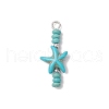10Pcs 2 Colors Starfish & Rondelle Dyed Synthetic Turquoise Beaded Pendants PALLOY-JF03949-3