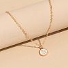 Alloy White Enamel Disc with Initial Pendant Necklaces for Women WG552C5-08-1