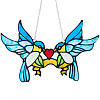 Bird Stained Acrylic Window Hanger Panel HJEW-WH0069-30-1
